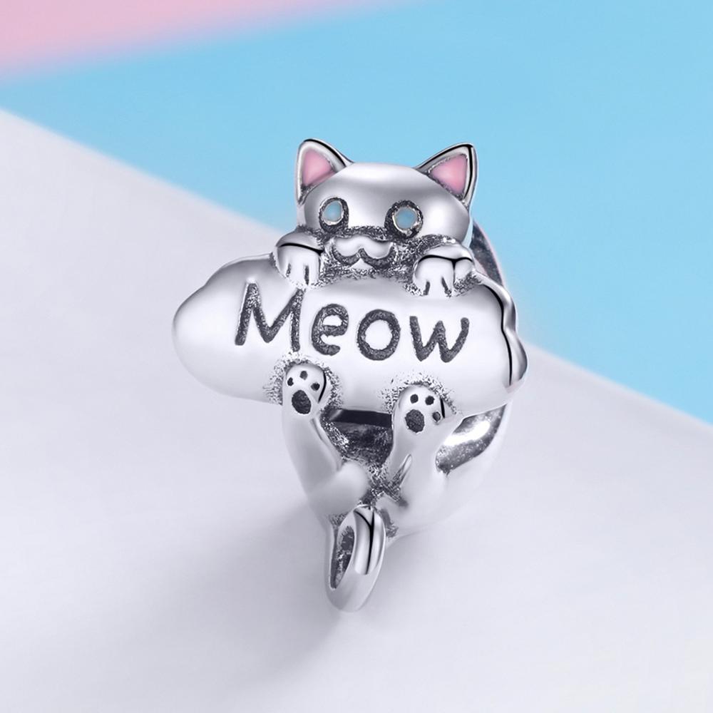 Sterling Silver Meow Hypoallergenic Bead Charm