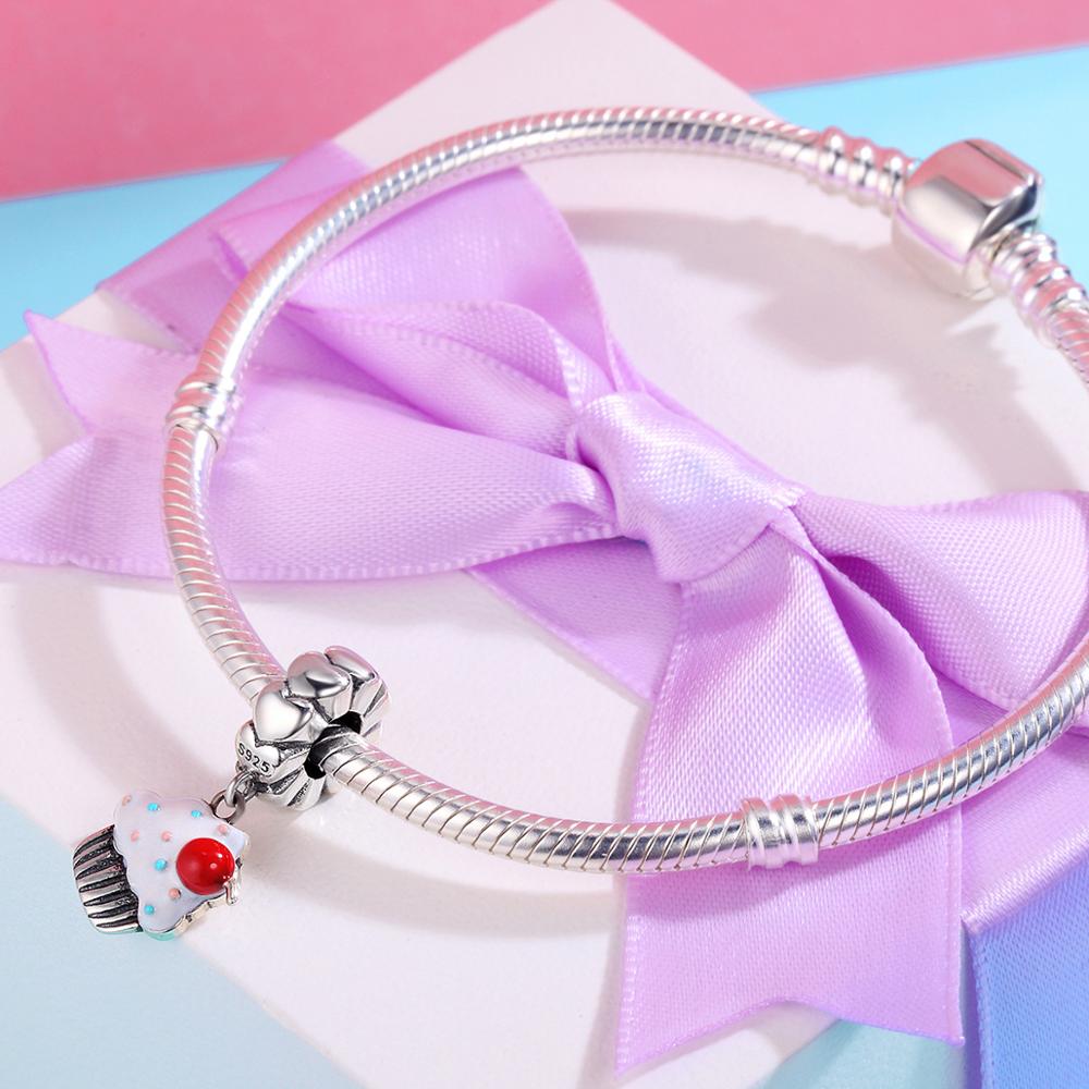 Sterling Silver Cupcake Hypoallergenic Dangle Charm