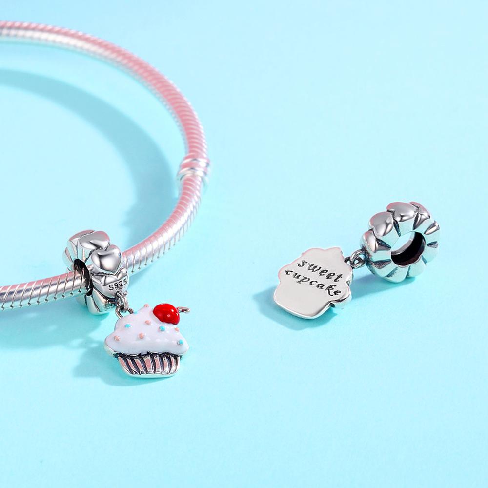 Sterling Silver Cupcake Hypoallergenic Dangle Charm