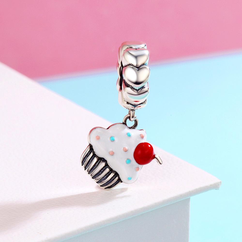 Sterling Silver Cupcake Hypoallergenic Dangle Charm
