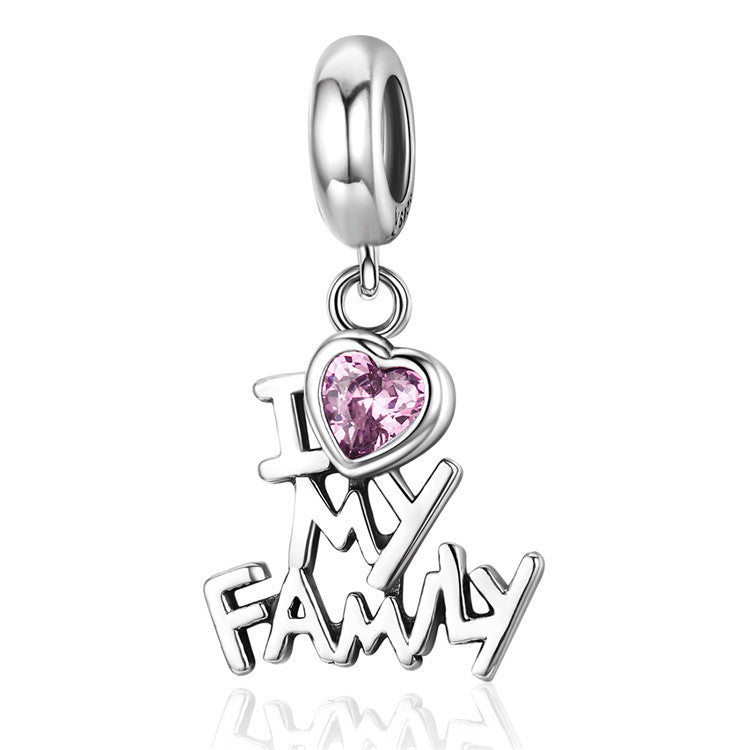 Sterling Silver I Love My Family Hypoallergenic Dangle Charm
