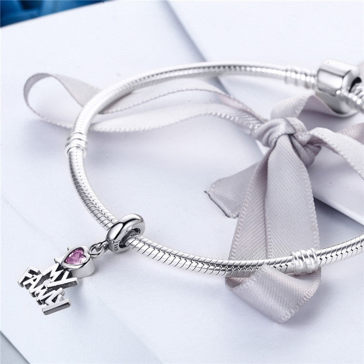 Sterling Silver I Love My Family Hypoallergenic Dangle Charm