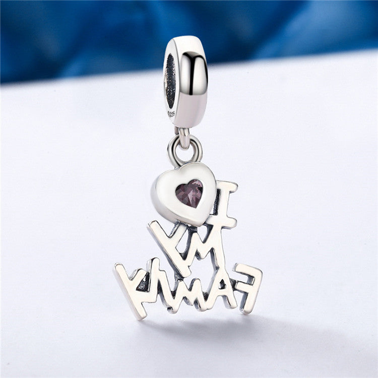 Sterling Silver I Love My Family Hypoallergenic Dangle Charm
