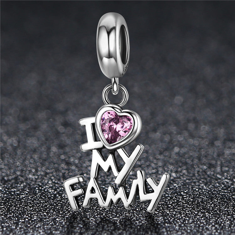 Sterling Silver I Love My Family Hypoallergenic Dangle Charm
