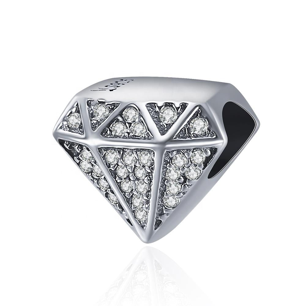 Sterling Silver Diamond Hypoallergenic Bead Charm
