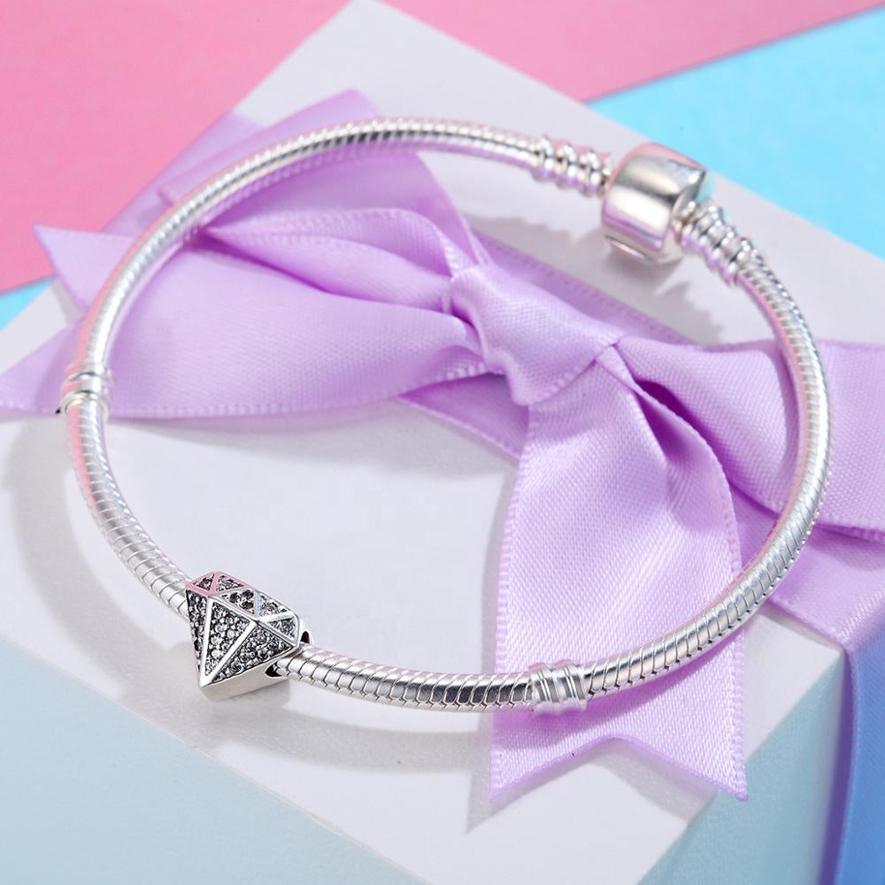 Sterling Silver Diamond Hypoallergenic Bead Charm