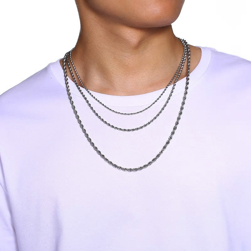 Stainless Steel Rope Chain Necklace - Various