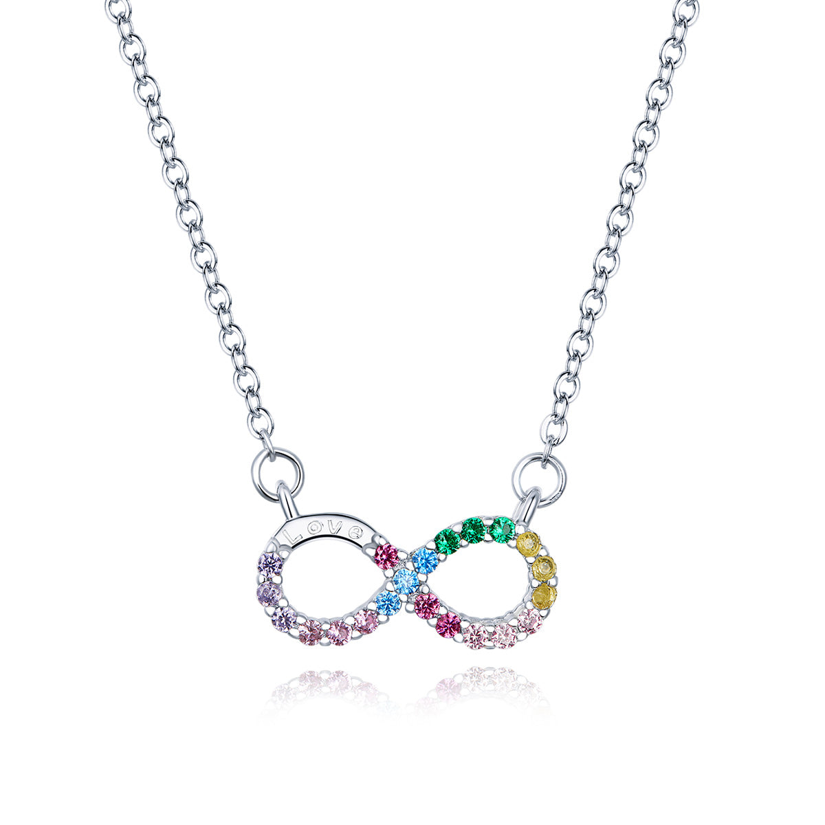 Sterling Silver Infinity Rainbow Hypoallergenic Necklace