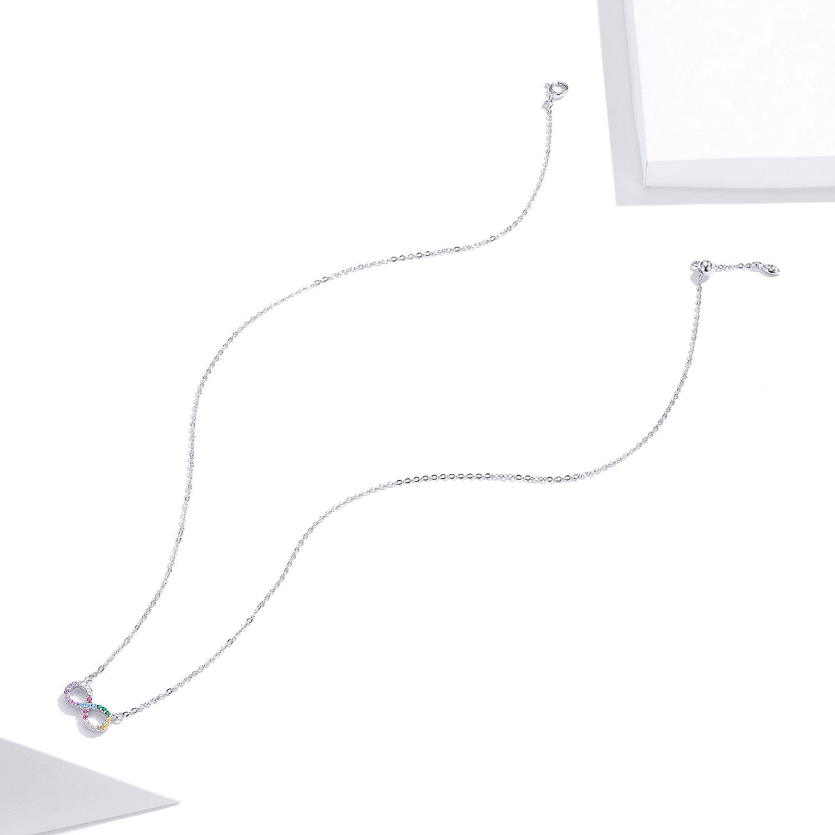 Sterling Silver Infinity Rainbow Hypoallergenic Necklace