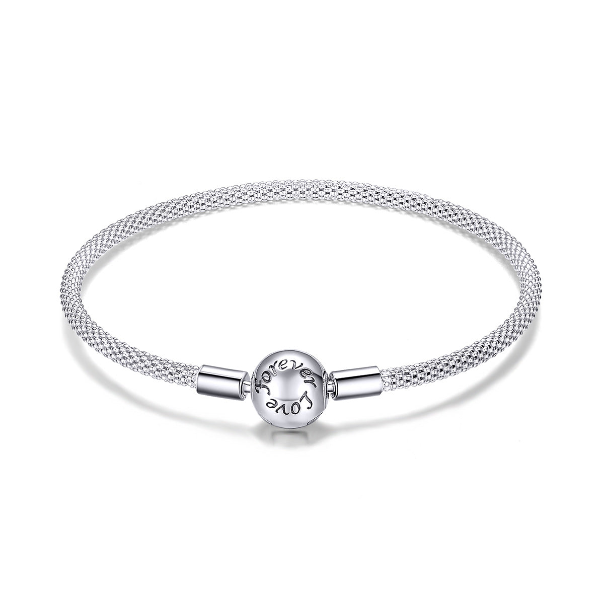 Sterling Silver Love Forever Snake Charm Hypoallergenic Bracelet