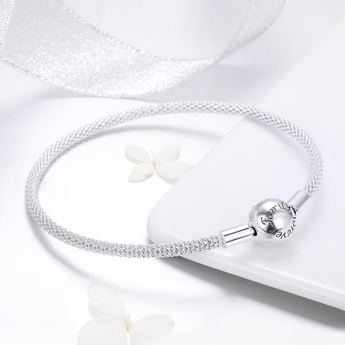 Sterling Silver Love Forever Snake Charm Hypoallergenic Bracelet