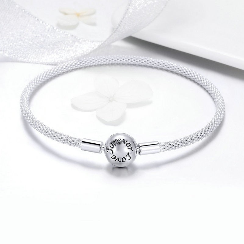Sterling Silver Love Forever Snake Charm Hypoallergenic Bracelet