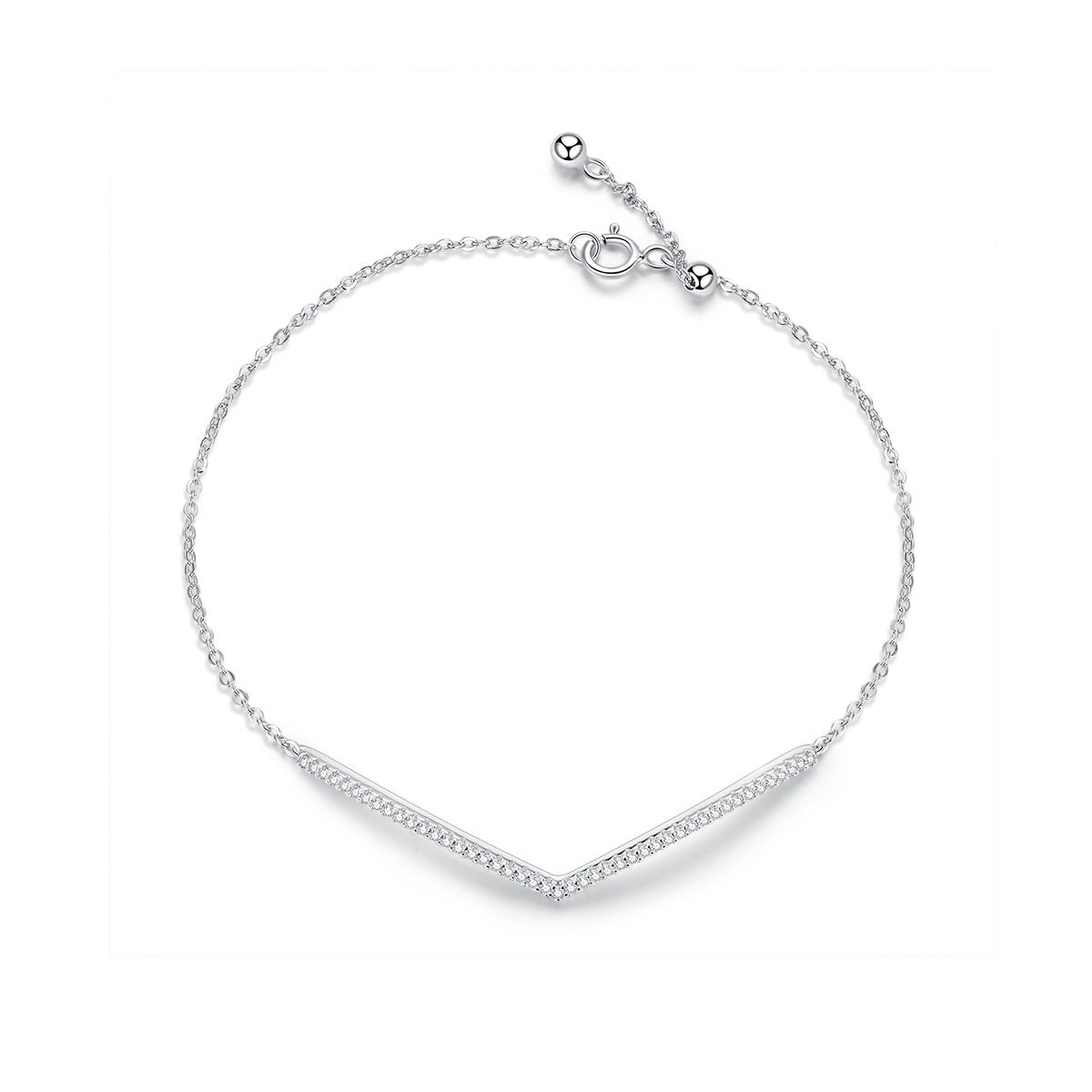 Sterling Silver V Line Cubic Zirconia Hypoallergenic Bracelet