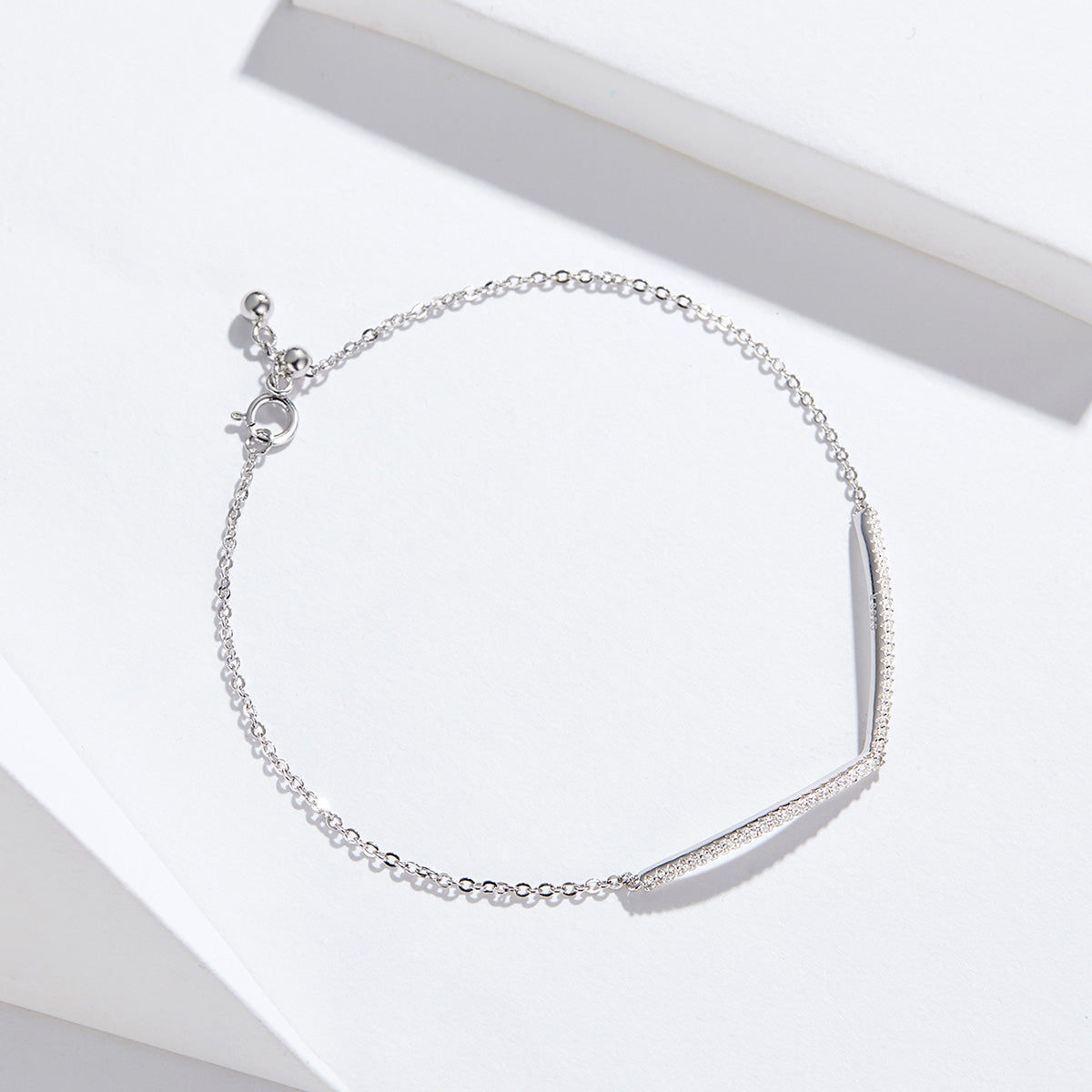 Sterling Silver V Line Cubic Zirconia Hypoallergenic Bracelet