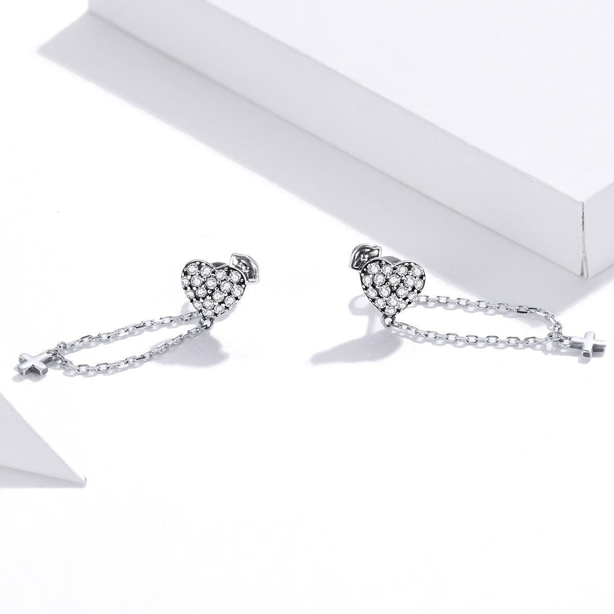 Sterling Silver Nurses Heart Stud Hypoallergenic Earrings
