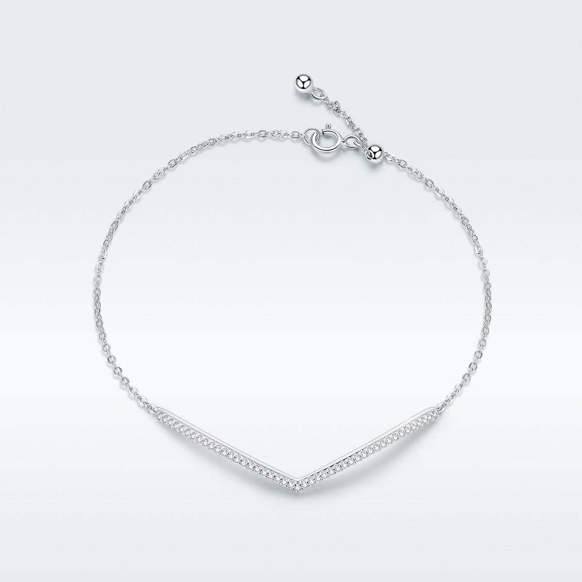 Sterling Silver V Line Cubic Zirconia Hypoallergenic Bracelet