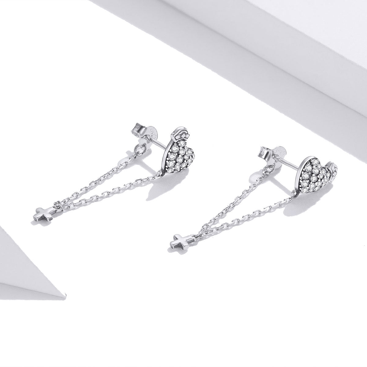 Sterling Silver Nurses Heart Stud Hypoallergenic Earrings