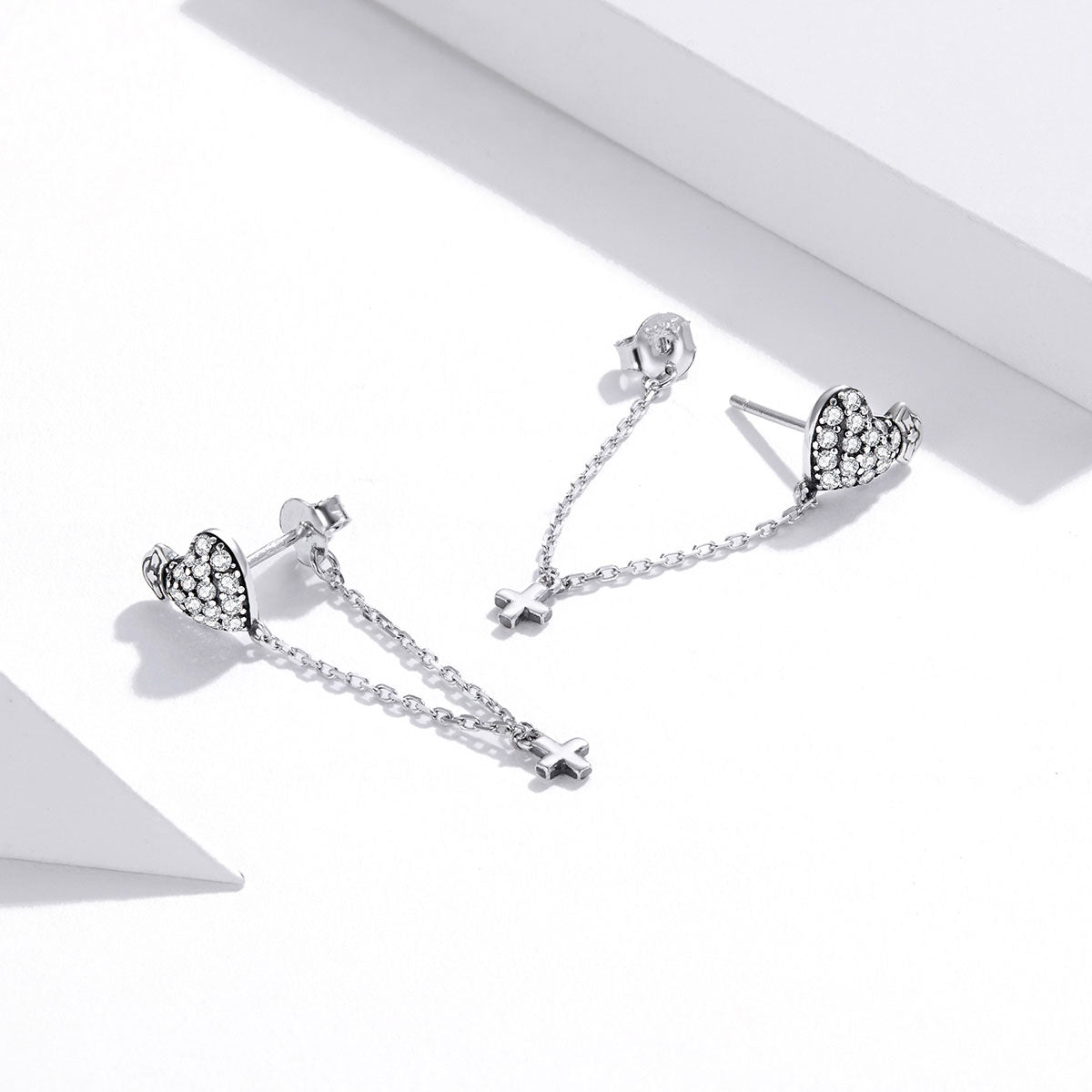 Sterling Silver Nurses Heart Stud Hypoallergenic Earrings