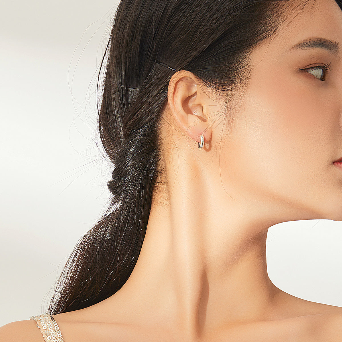 Sterling Silver Sparkling Stars Huggie Hypoallergenic Earrings