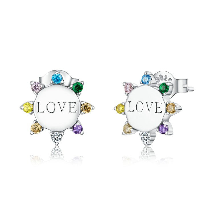 Sterling Silver Radiant Love Stud Hypoallergenic Earrings
