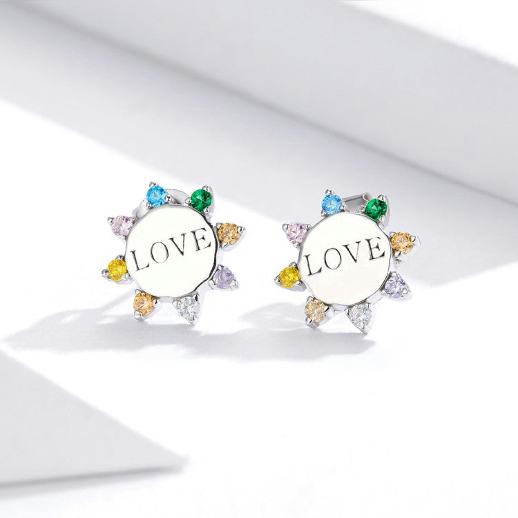 Sterling Silver Radiant Love Stud Hypoallergenic Earrings
