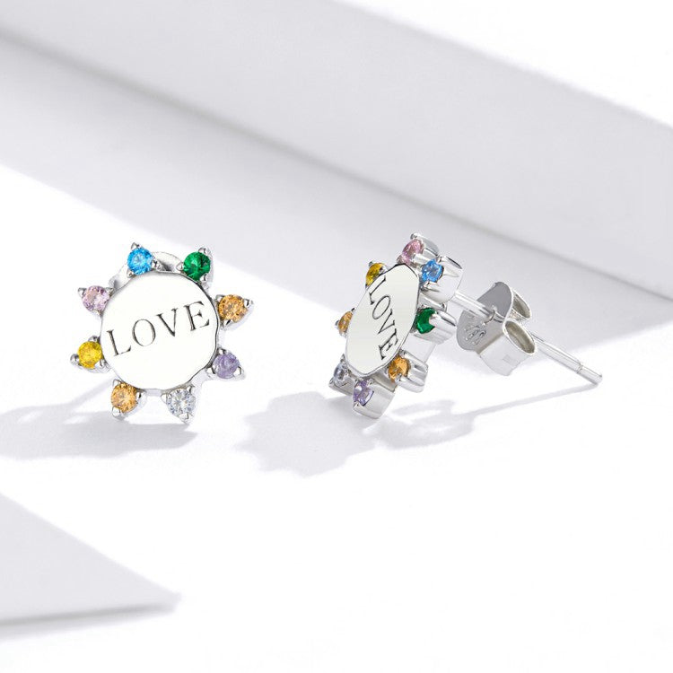 Sterling Silver Radiant Love Stud Hypoallergenic Earrings
