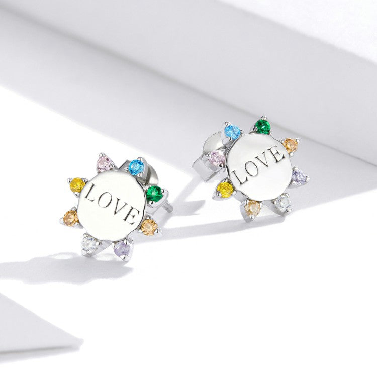 Sterling Silver Radiant Love Stud Hypoallergenic Earrings