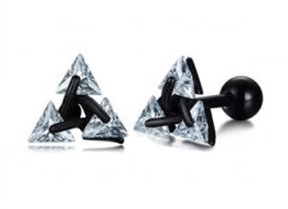 Stainless Steel Pierced Triangle Screw Stud Earring