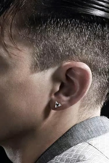 Stainless Steel Pierced Triangle Screw Stud Earring