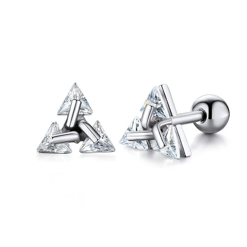 Stainless Steel Pierced Triangle Screw Stud Earring