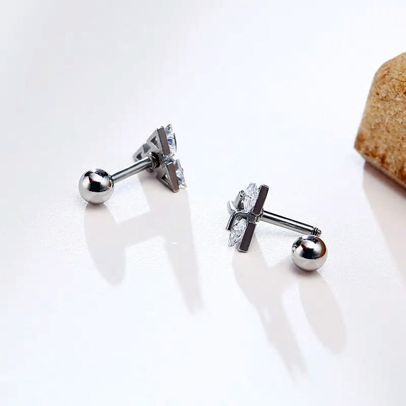 Stainless Steel Pierced Triangle Screw Stud Earring