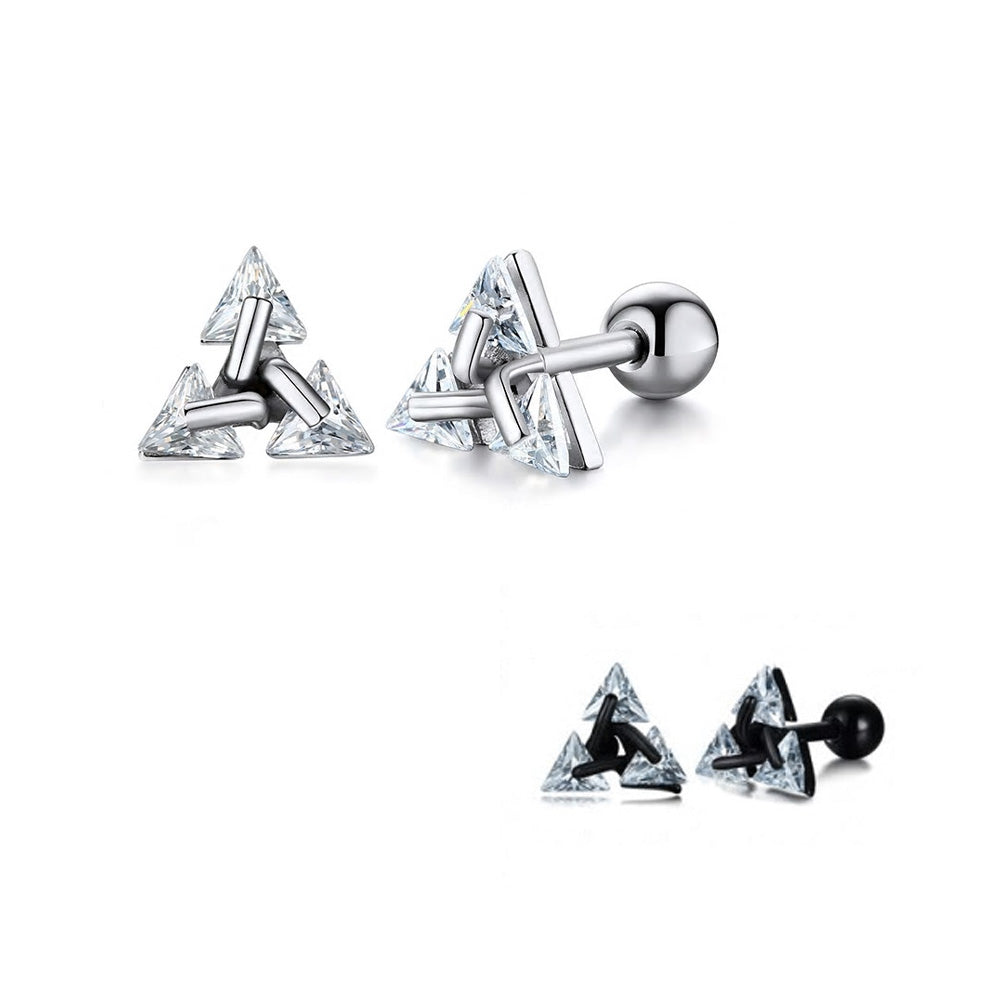 Stainless Steel Pierced Triangle Screw Stud Earring