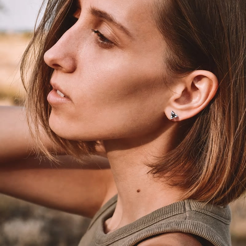 Stainless Steel Pierced Triangle Screw Stud Earring