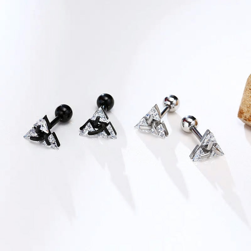 Stainless Steel Pierced Triangle Screw Stud Earring
