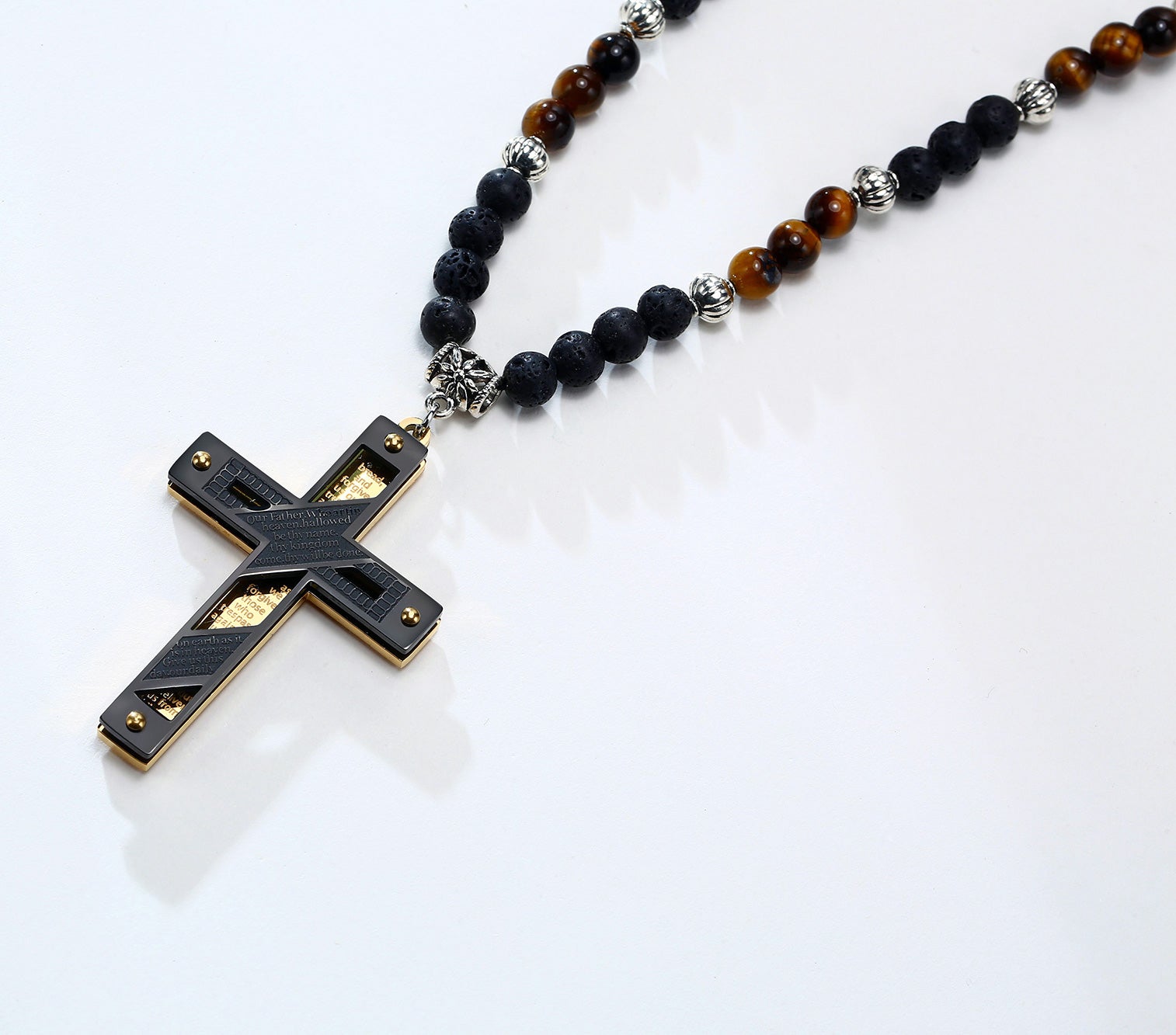 Stainless Steel The Lord's Prayer Cross Necklace
