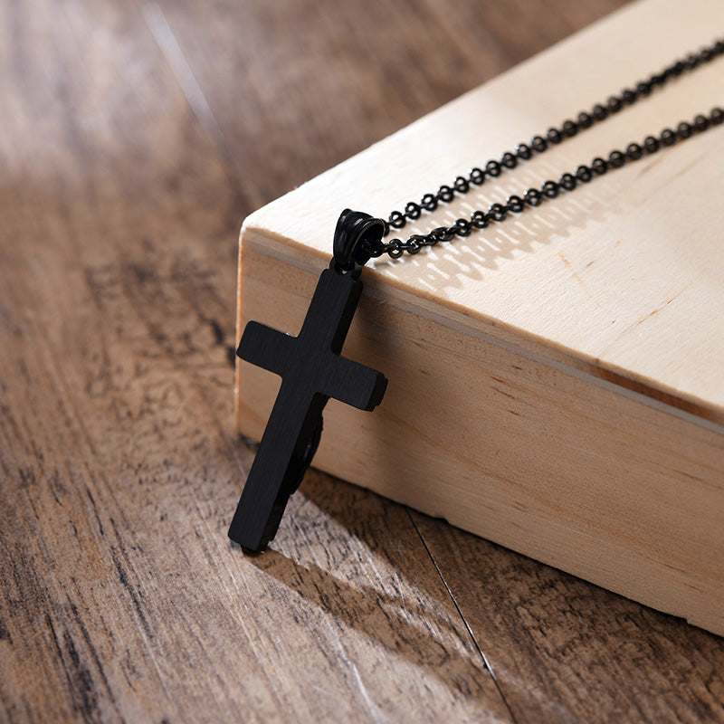 Stainless Steel Jesus Triple Crucifix Necklace