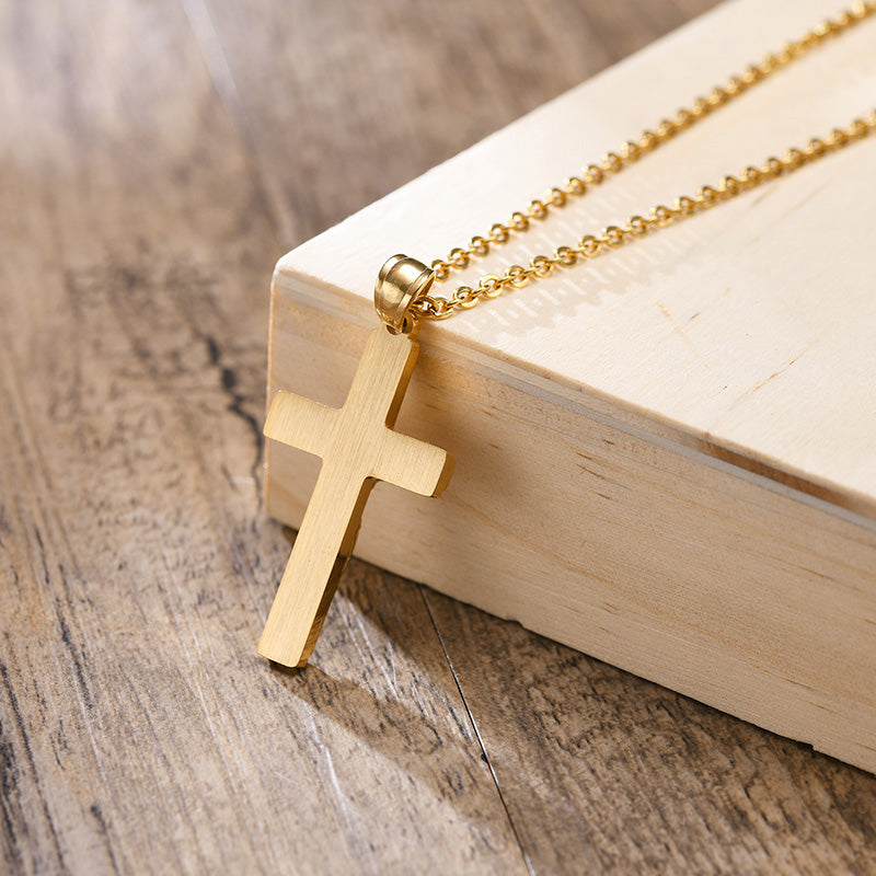 Stainless Steel Jesus Triple Crucifix Necklace