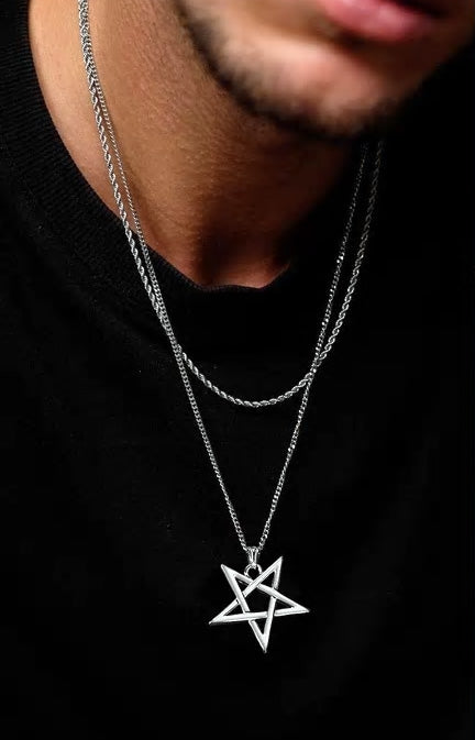 Stainless Steel Simple Pentagram Necklace