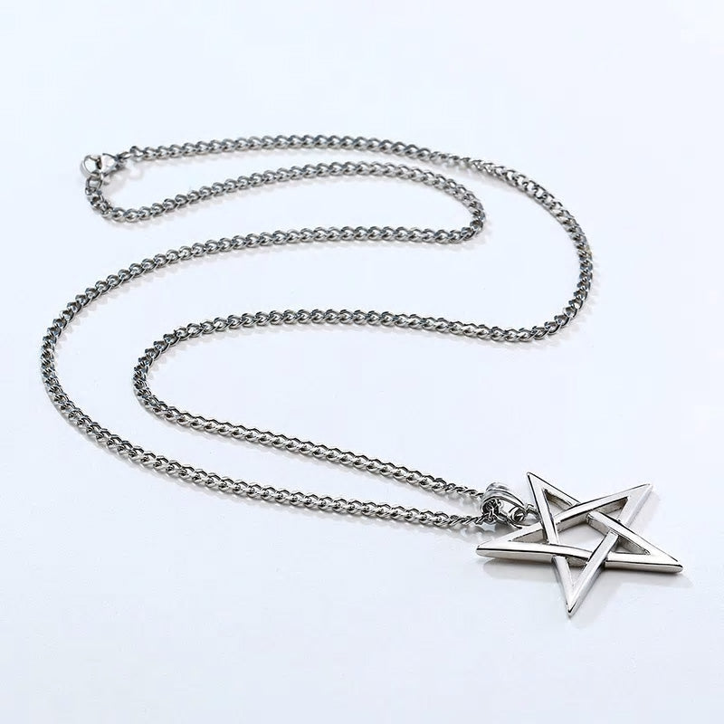 Stainless Steel Simple Pentagram Necklace