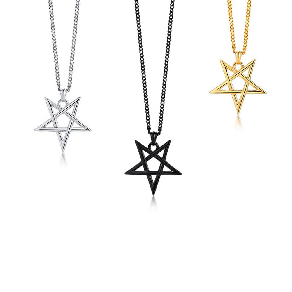 Stainless Steel Simple Pentagram Necklace