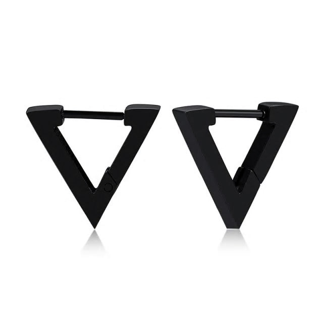 Stainless Steel Triangular Huggie Earrings
