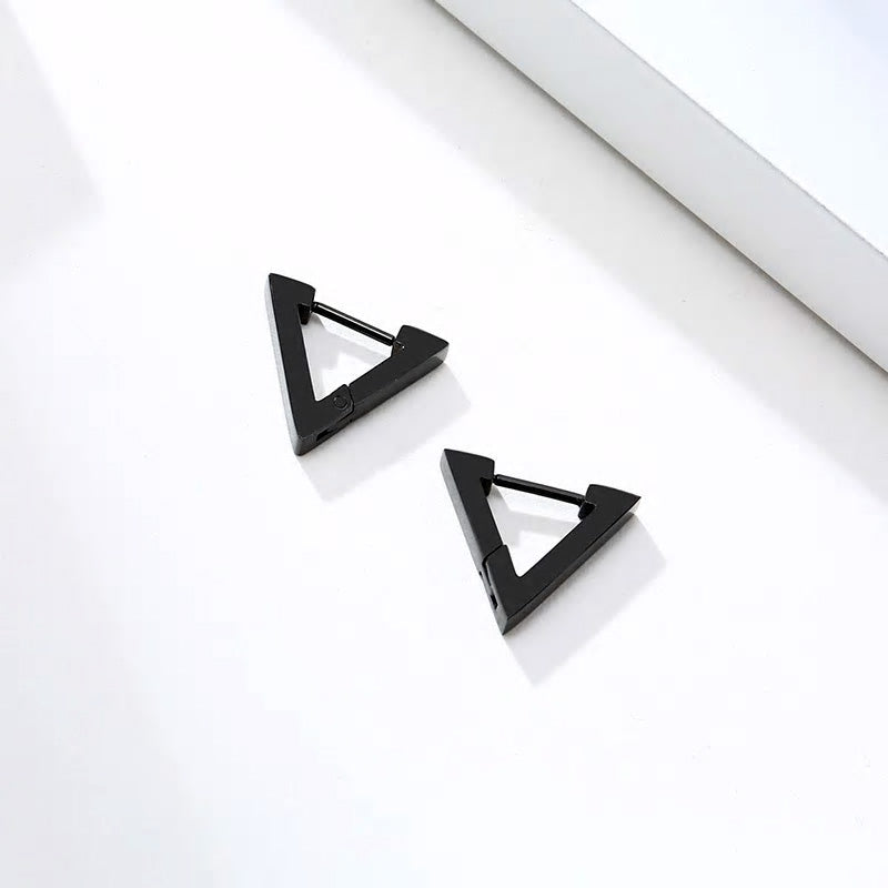 Stainless Steel Triangular Huggie Earrings