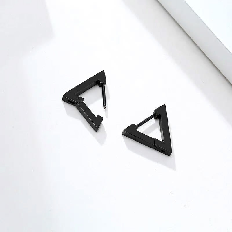 Stainless Steel Triangular Huggie Earrings