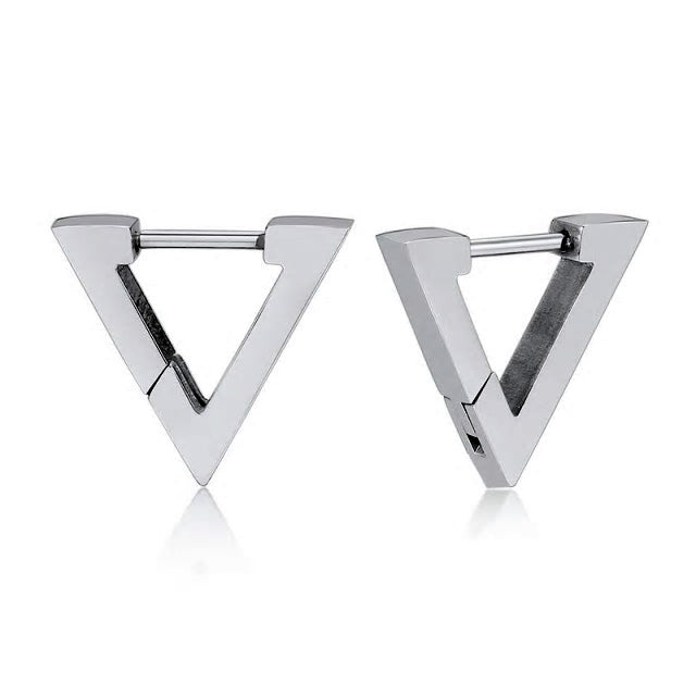 Stainless Steel Triangular Huggie Earrings