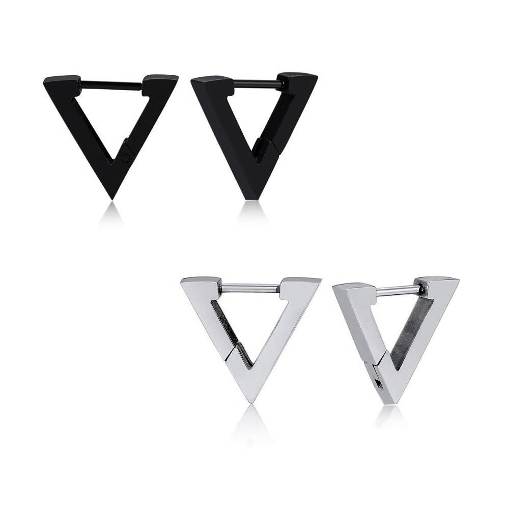 Stainless Steel Triangular Huggie Earrings