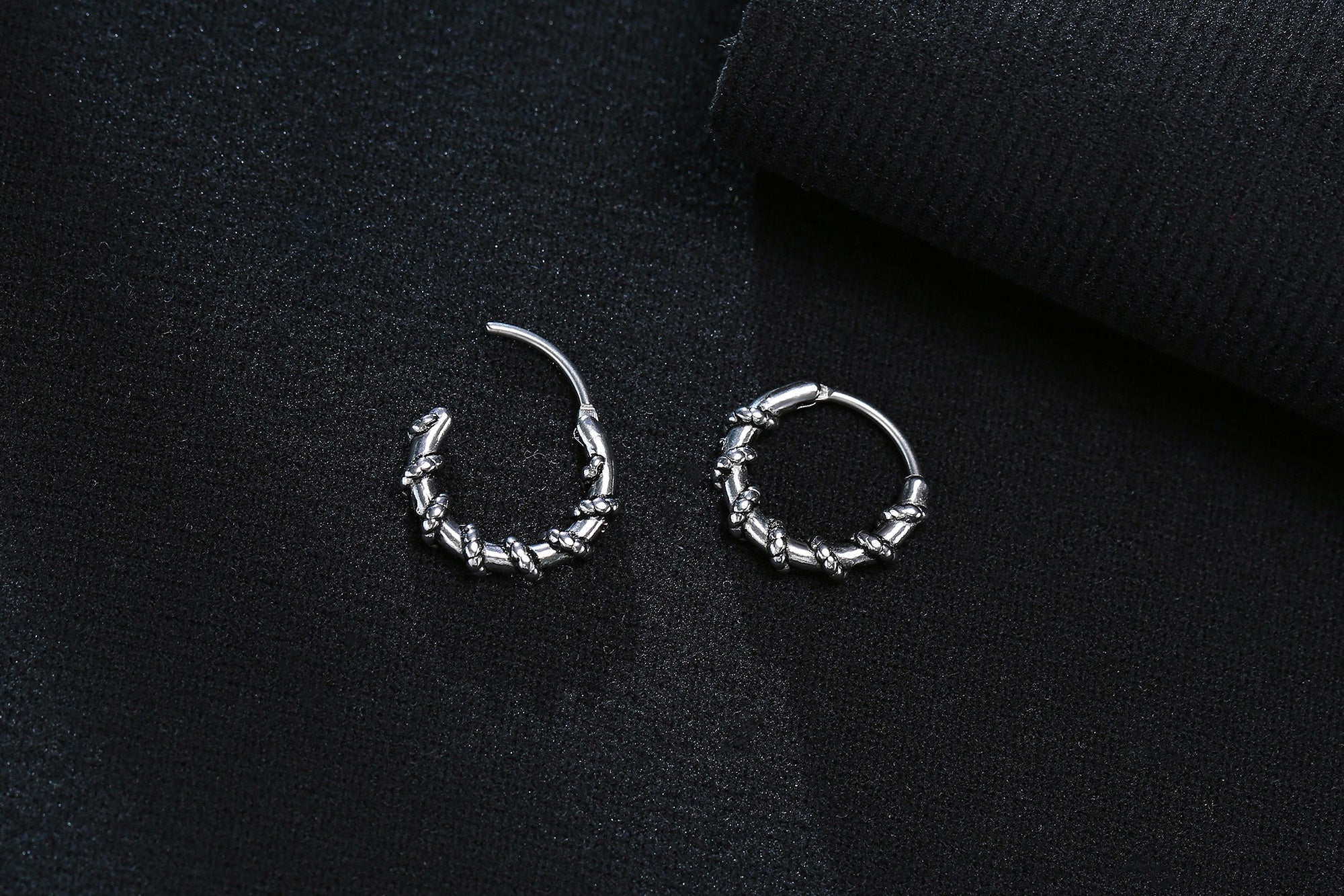 Stainless Steel Intertwined Rope Huggie Earrings