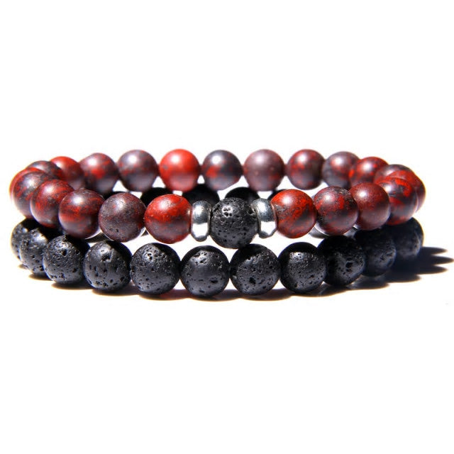 0.8cm Natural Stone & Lava Bead Bracelet
