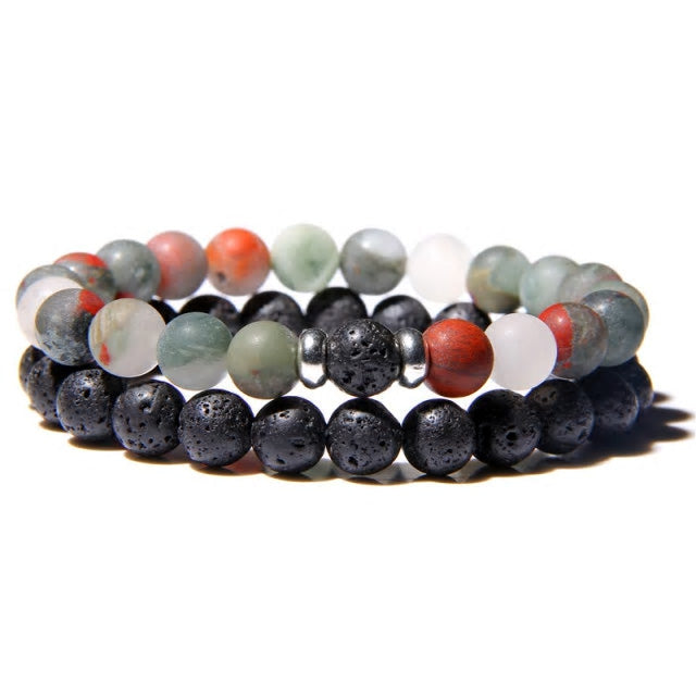 0.8cm Natural Stone & Lava Bead Bracelet