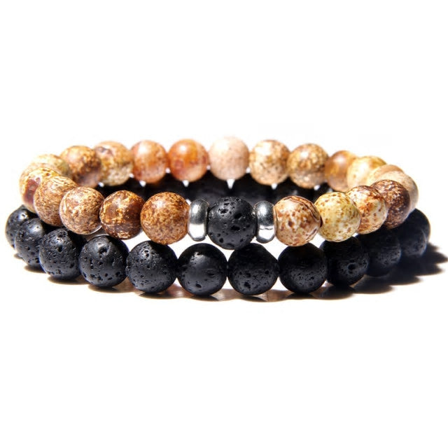 0.8cm Natural Stone & Lava Bead Bracelet
