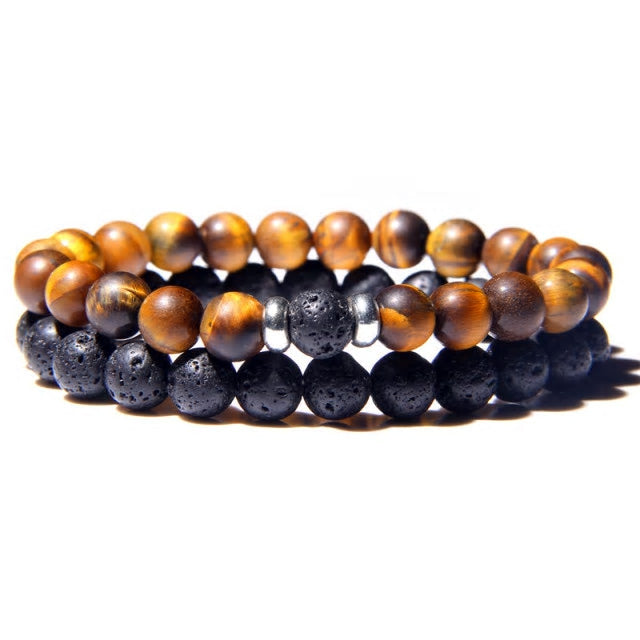0.8cm Natural Stone & Lava Bead Bracelet
